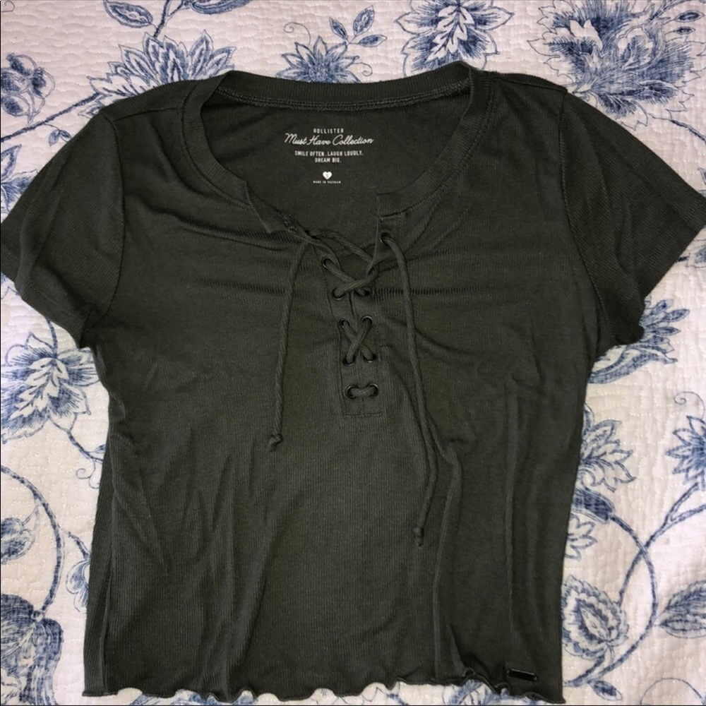Ribbed lace up top